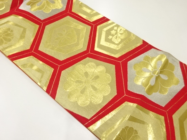 アンティーク　華紋亀甲模様織出し昼夜帯（材料）